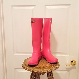 Hunter Hot Pink Tall Rubber Boots Size 9